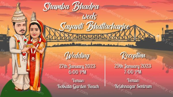 Bengali Wedding Caricature Invitation c21