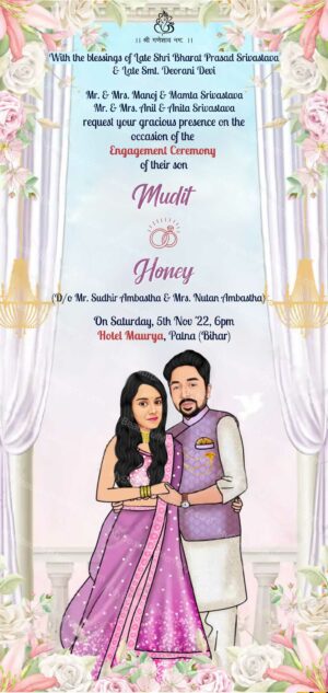 Engagement Caricature Invitation c22