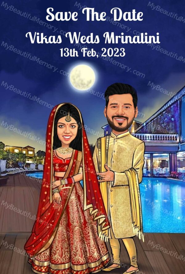 Hindu Wedding Caricature Invitation c10