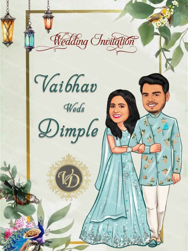 Indian Wedding Caricature Invitation C55