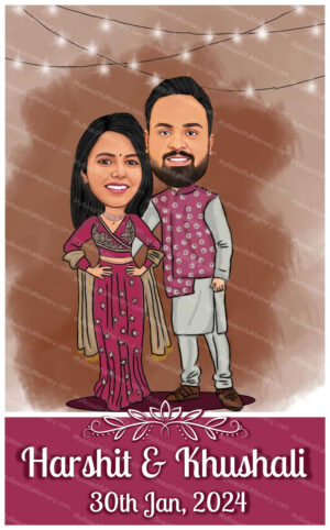 Indian Wedding Caricature Invitation c4