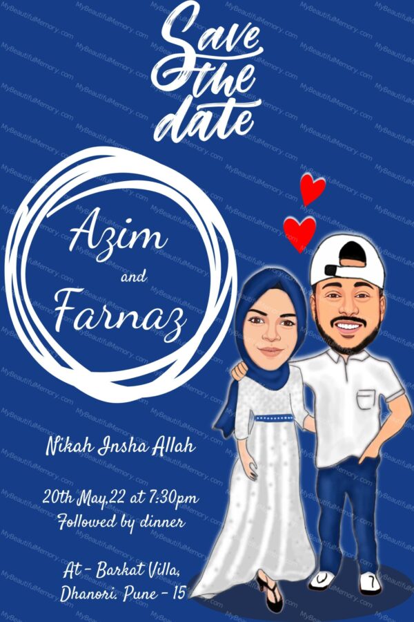 Muslim Nikhaa Wedding Caricature Invitation c49
