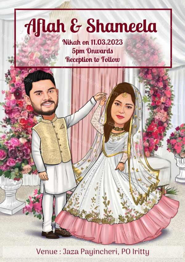 Muslim Wedding Caricature Invitation c5