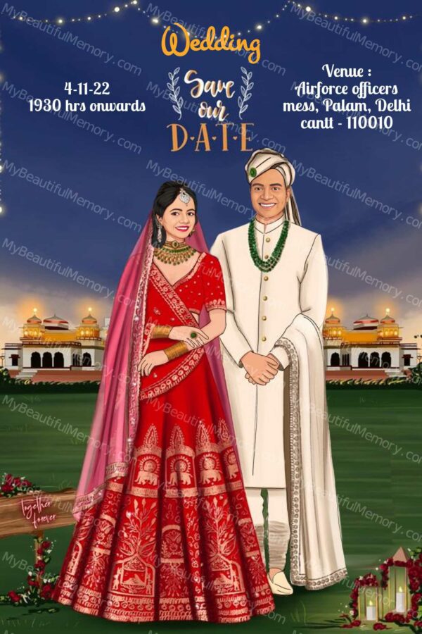 Traditional Indian Wedding Caricature Invitation c25
